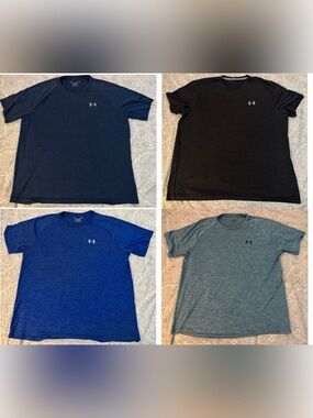 Under Armour UA Tech Tee Lot of 4 Men’s XL Black Royal Navy Sky Blue